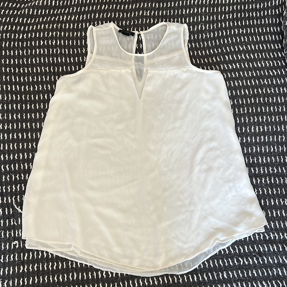 Metaphor White Sheer Yoke Tank/Blouse - Medium
